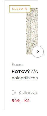 Esposa HOTOVÝ ZÁVĚS, poloprůhledný