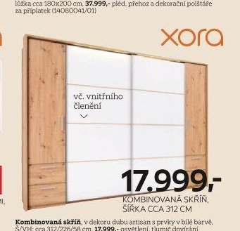 KOMBINOVANÁ SKŘÍŇ, ŠÍŘKA CCA 312 CM