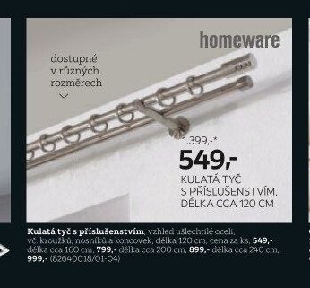 KULATÁ TYČ S PŘÍSLUŠENSTVÍM, DÉLKA CCA 120 CM