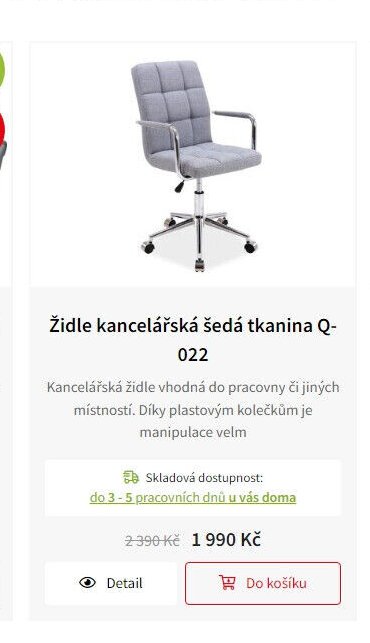Židle kancelářská šedá tkanina Q-022