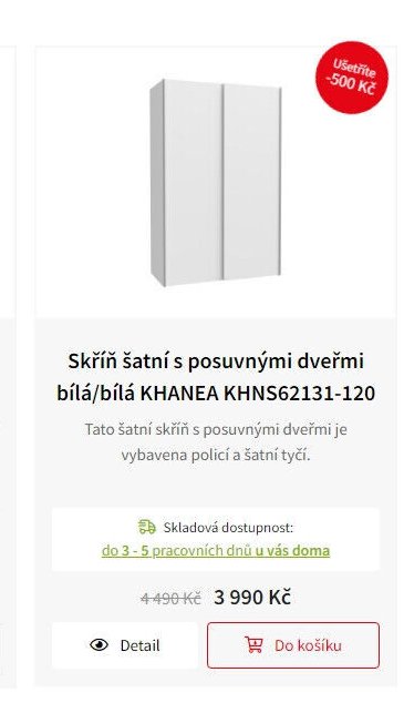 Skříň šatní s posuvnými dveřmi bílá/bílá KHANEA KHNS62131-120
