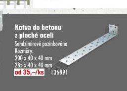 Kotva do betonu z ploché oceli