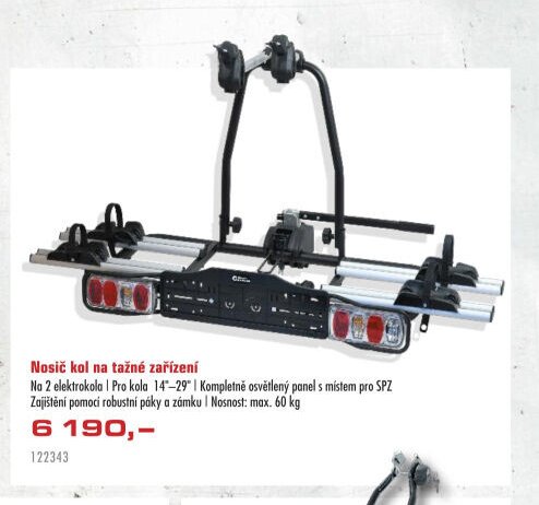 Nosič kol na tažné zařízení (pro 2 elektrokola)