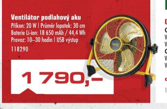 Ventilátor podlahový aku