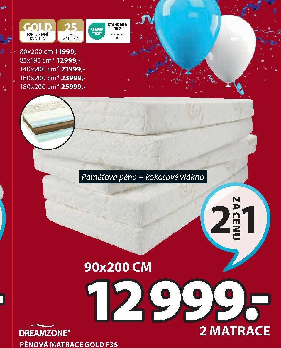 PĚNOVÁ MATRACE GOLD F35