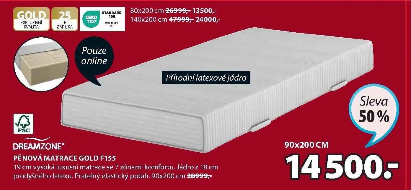Pěnová matrace DREAMZONE GOLD F155