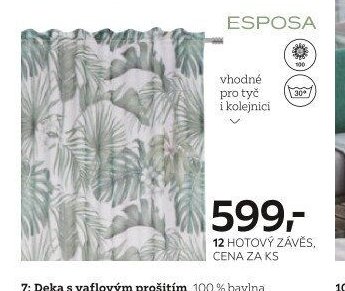 HOTOVÝ ZÁVĚS, CENA ZA KS