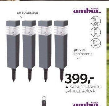 4: Sada solárních svítidel, 4dílná, plastové provedení v tmavě šedé barvě