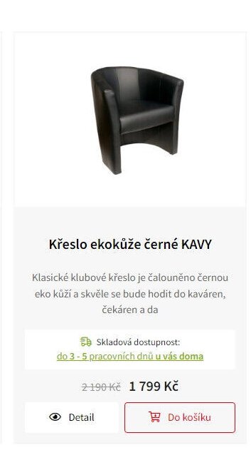 Křeslo ekokůže černé KAVY