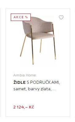 ŽIDLE S PODRUČKAMI, samet, barvy zlata