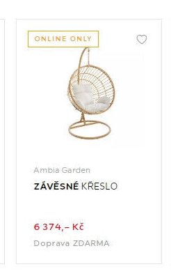 ZÁVĚSNÉ KŘESLO
