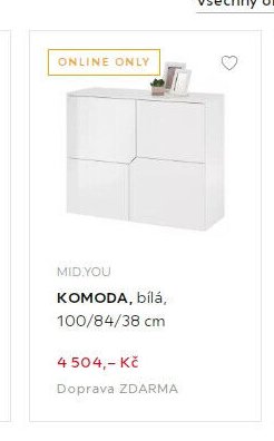 KOMODA, bílá, 100/84/38 cm