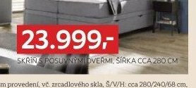 Skříň s posuvnými dveřmi, šířka cca 280 cm