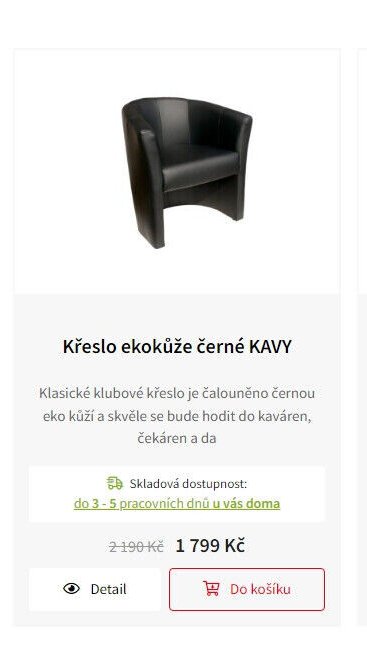 Křeslo ekokůže černé KAVY