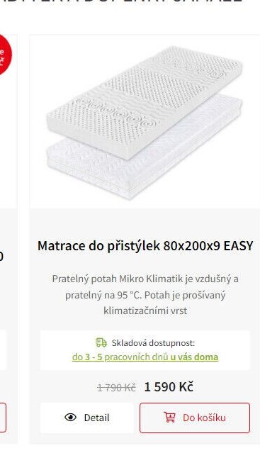 Matrace do přistýlek 80x200x9 EASY