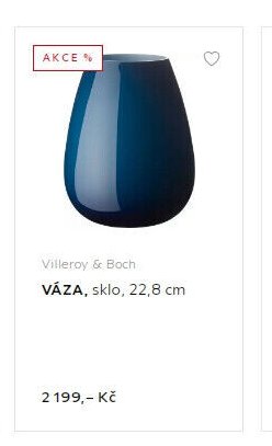 Villeroy & Boch VÁZA, sklo, 22,8 cm