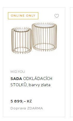 MID.YOU SADA ODKLÁDACÍCH STOLKŮ, barvy zlata
