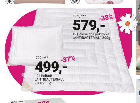 Prošívaná přikrývka ANTIBACTERIAL, 800g