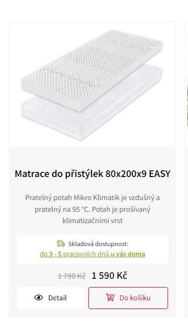 Matrace do přistýlek 80x200x9 EASY