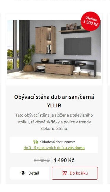 Obývací stěna dub arisan/černá YLLIR