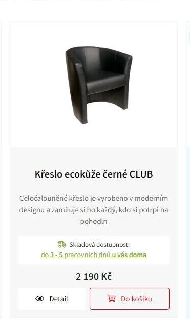 Křeslo ecokůže černé CLUB