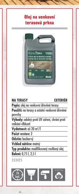 Olej na venkovní terasová prkna