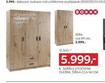 1 Skříň s otočnými dveřmi, šířka cca 141 cm