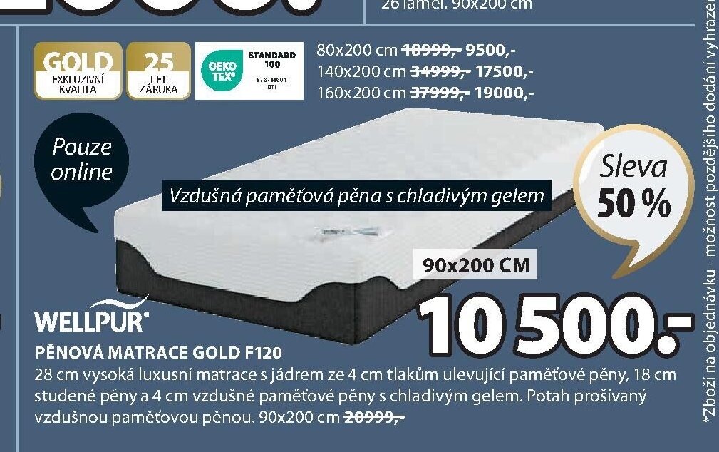 Pěnová matrace GOLD F120