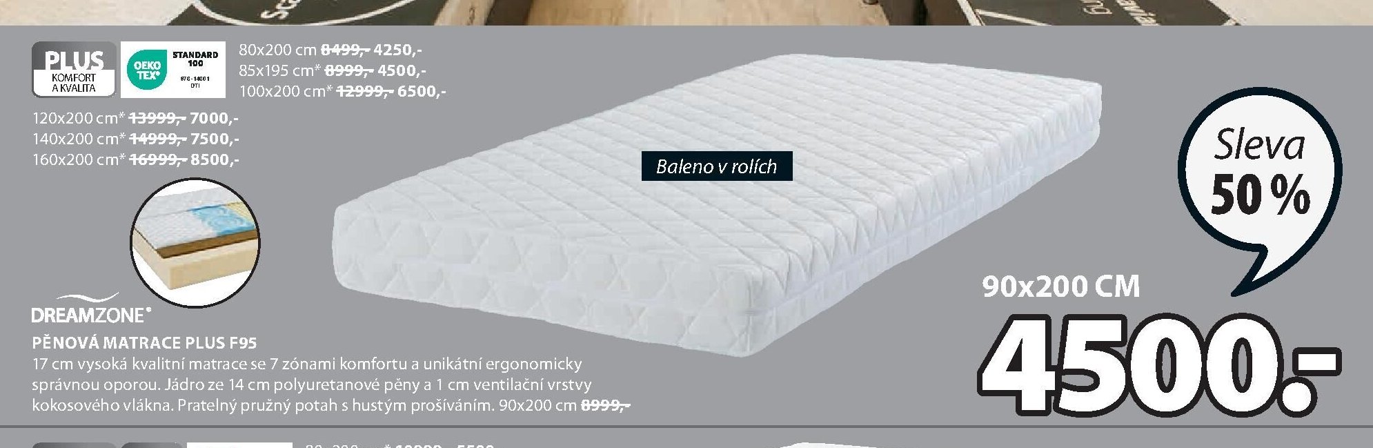 DREAMZONE Pěnová matrace PLUS F95