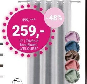 Závěs s kroužky VELOURS