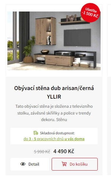 Obývací stěna dub arisan/černá YLLIR