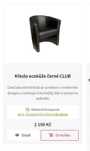 Křeslo ecokůže černé CLUB