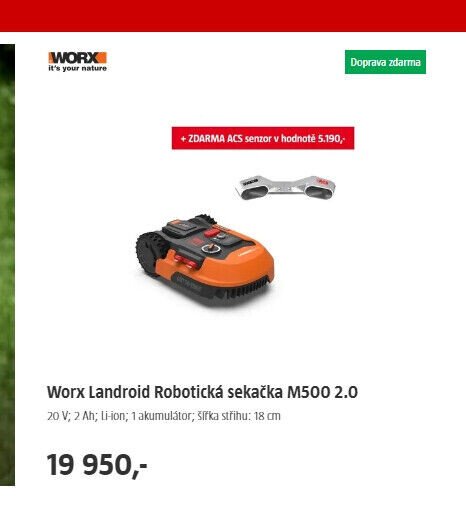 Worx Landroid Robotická sekačka M500 2.0