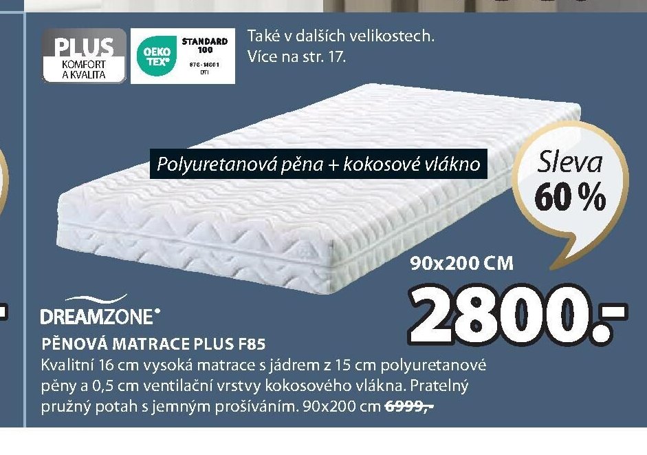 Pěnová matrace PLUS F85