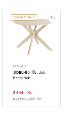 MID.YOU JÍDELNÍ STŮL, dub, barvy dubu