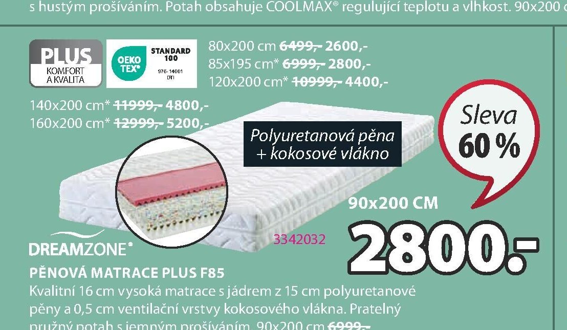 Pěnová matrace PLUS F85