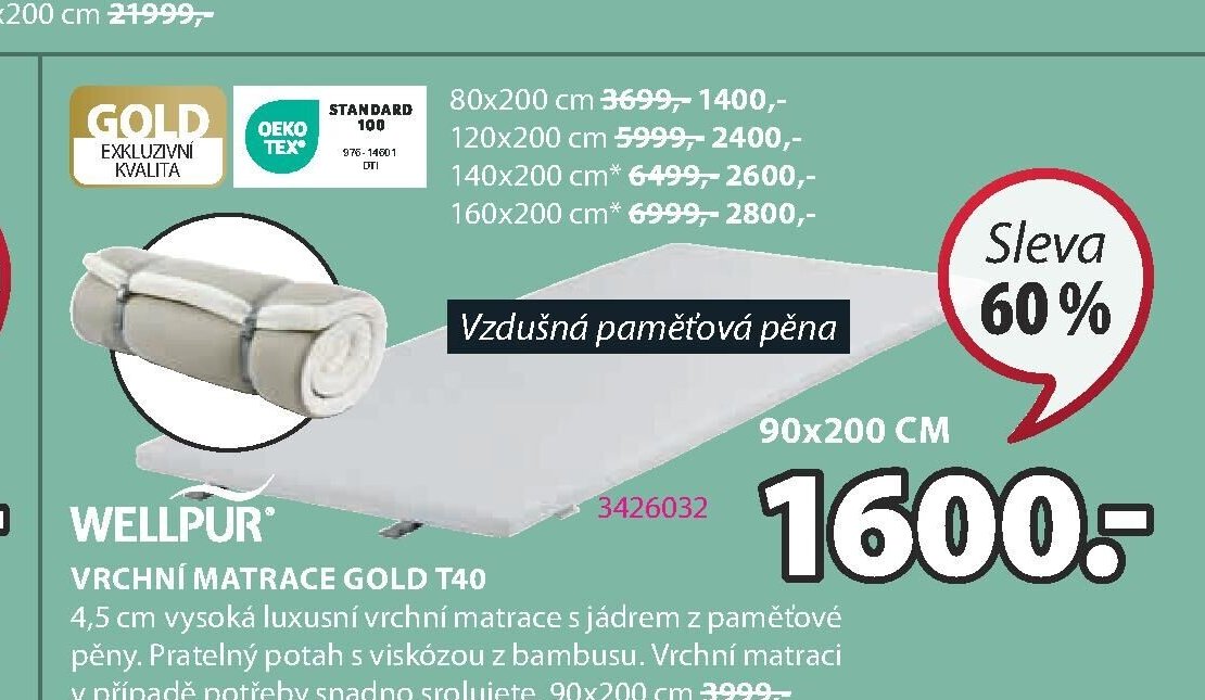 Vrchní matrace GOLD T40