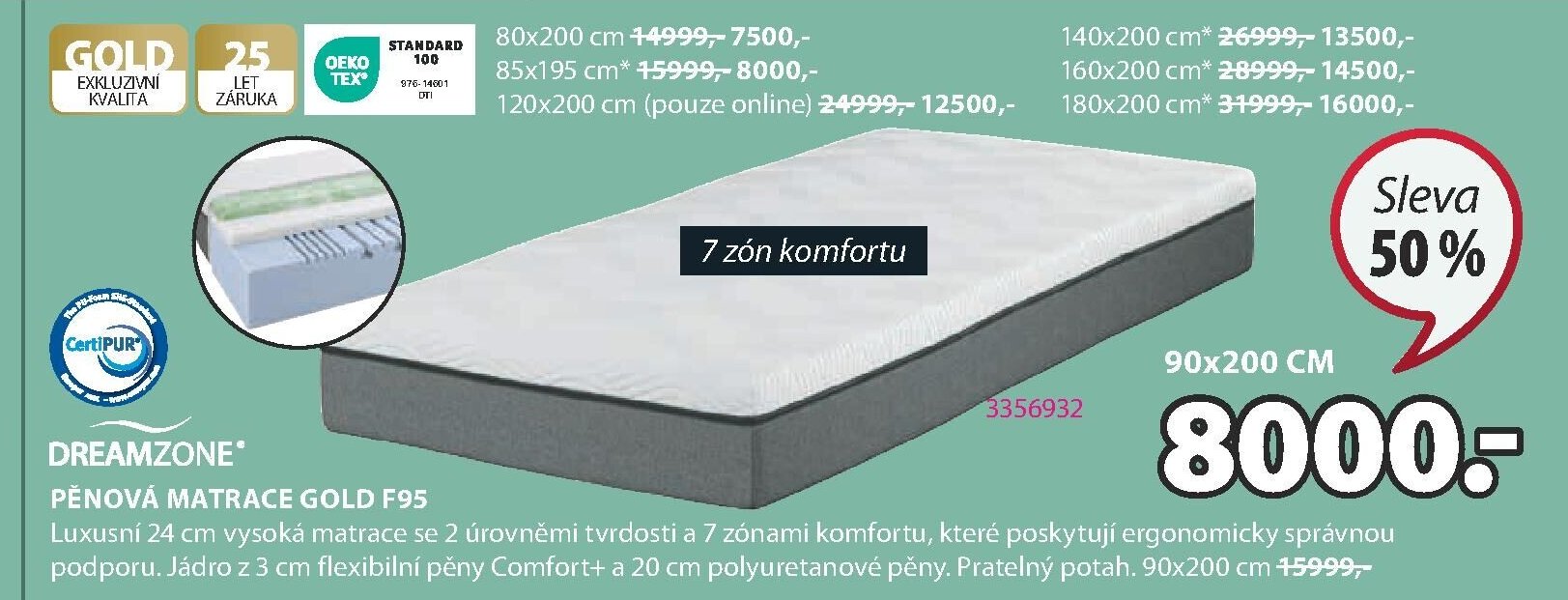Pěnová matrace GOLD F95