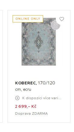 KOBEREC, 170/120 cm, ecru