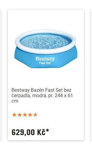 Bestway Bazén Fast Set bez čerpadla, modrá, pr. 244 x 61 cm