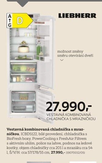 Vestavná kombinovaná chladnička s mrazničkou Liebherr ICBD5122
