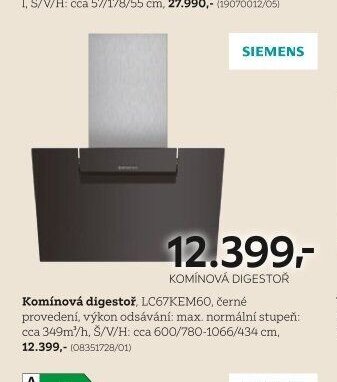 Komínový digestoř Siemens LC67KEM60
