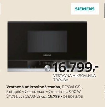 Vestavná mikrovlnná trouba Siemens BF634LGS1