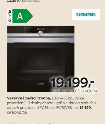 Vestavná pečící trouba Siemens HB674GBS1