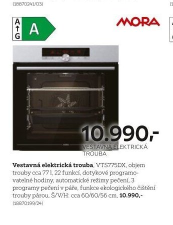Vestavná elektrická trouba, VTS775DX