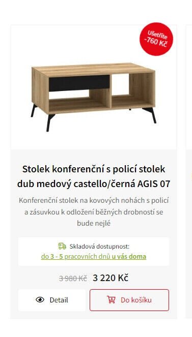 Stolek konferenční s policí stolek dub medový castello/černá AGIS 07