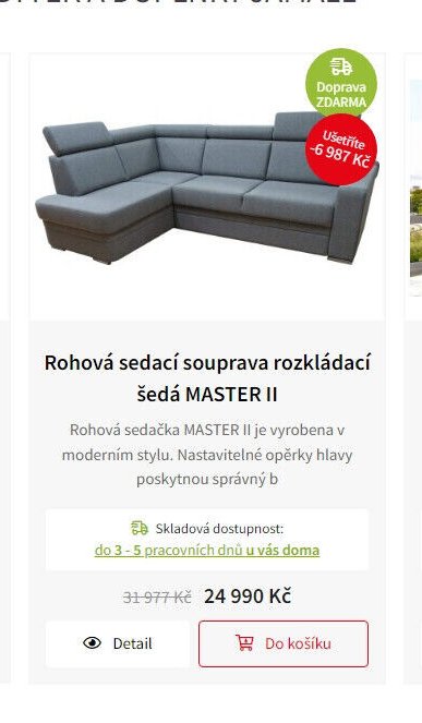 Rohová sedací souprava rozkládací šedá MASTER II
