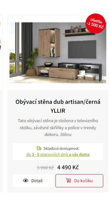 Obývací stěna dub artisan/černá YLLIR