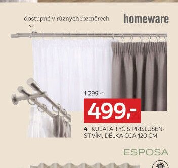 Kulatá tyč s příslušenstvím, délka cca 120 cm