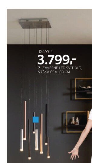 7 ZÁVĚSNÉ LED SVÍTIDLO, VÝŠKA CCA 180 CM